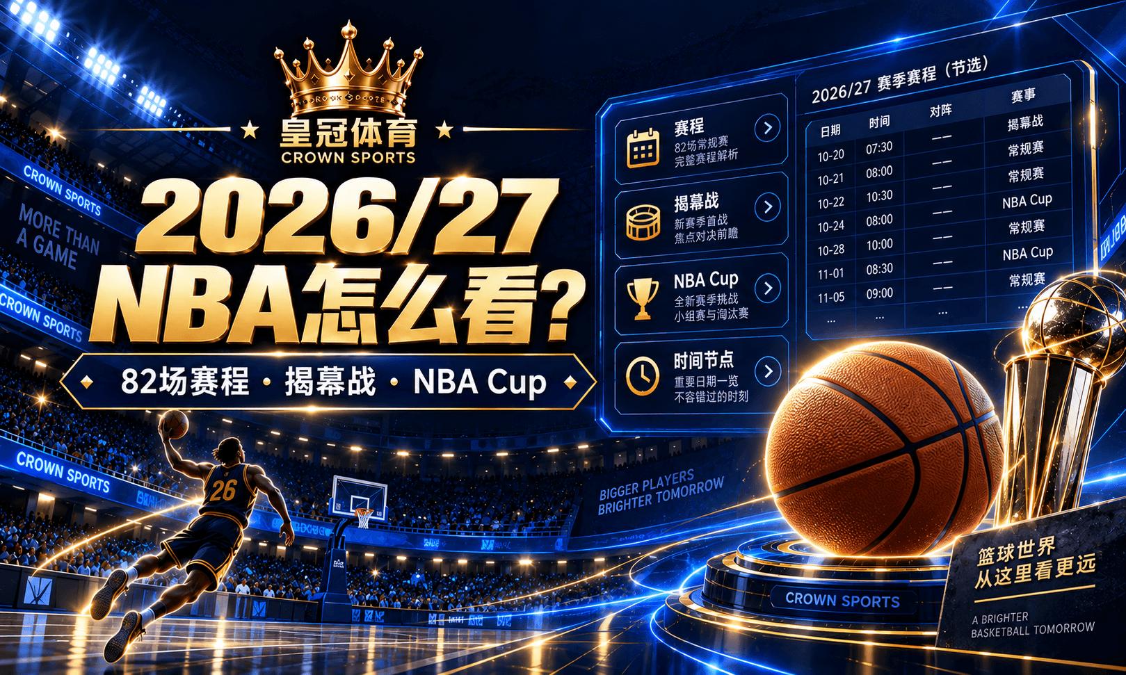 2026/27 NBA什么时候开始？82场赛程、揭幕战与NBA Cup时间指南