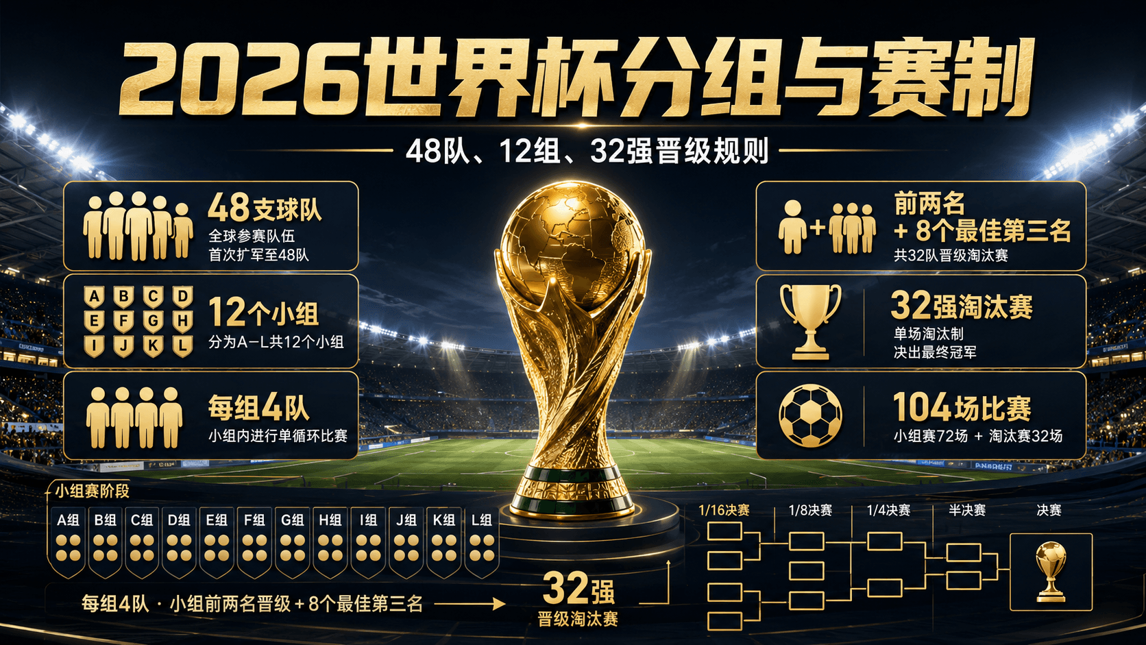 皇冠体育2026世界杯分组与赛制详解:48队新规则与淘汰赛晋级方式 皇冠体育2026世界杯分组与赛制详解:48队新规则与淘汰赛晋级方式